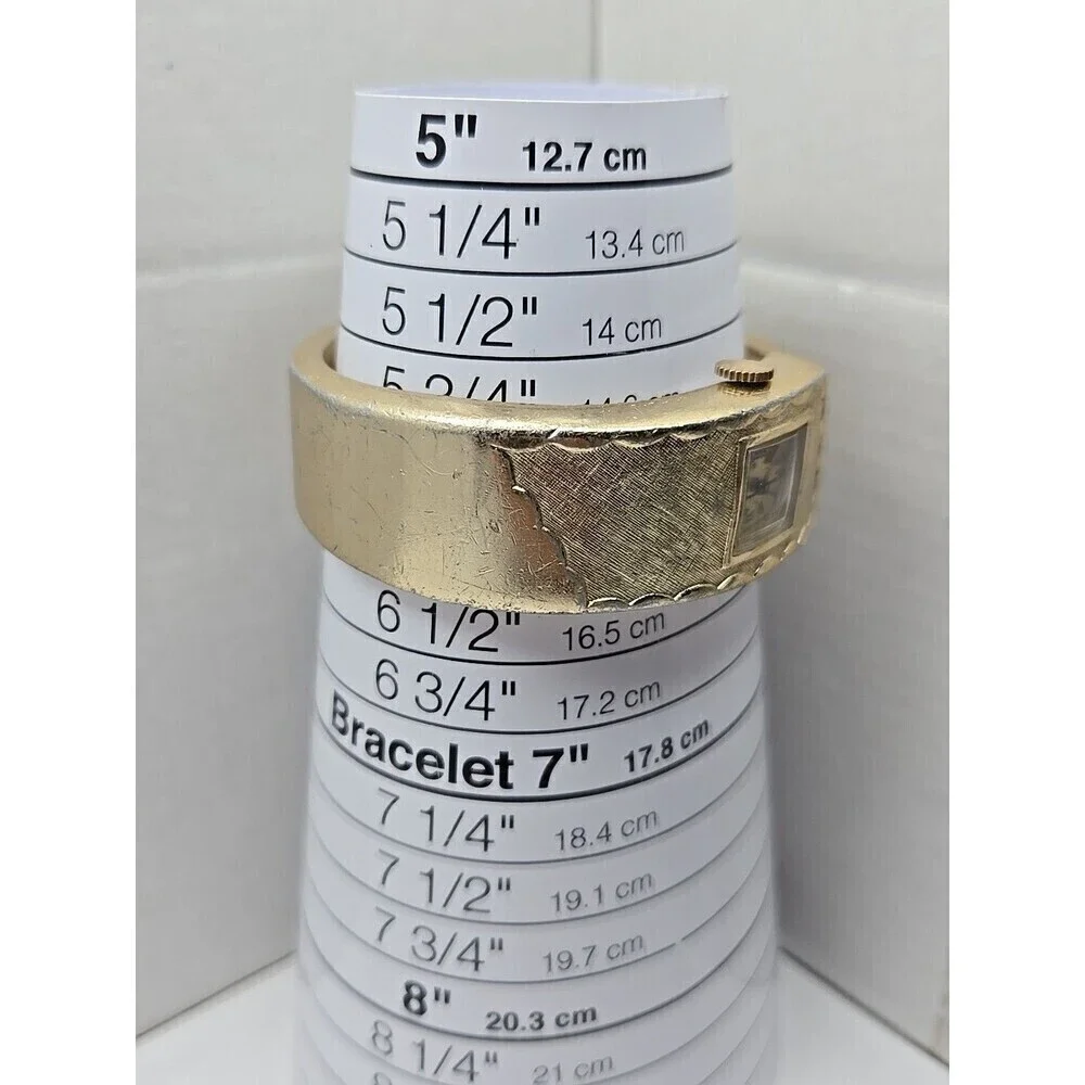 Vulcain Medana Pamela Bangle Watch Swiss 17 Jewels West Germany Gold Tone Ladies